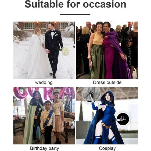 ❤️Women's Red Wedding Hooded Cape Bridal Cloak Poncho  Full Length - Picture 7 of 7